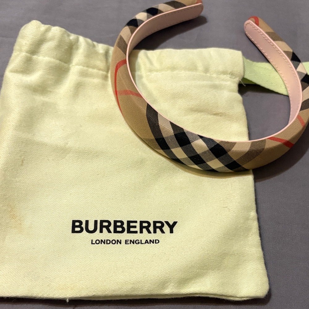 Burberry Kids Pink Trim Classic Check Headband